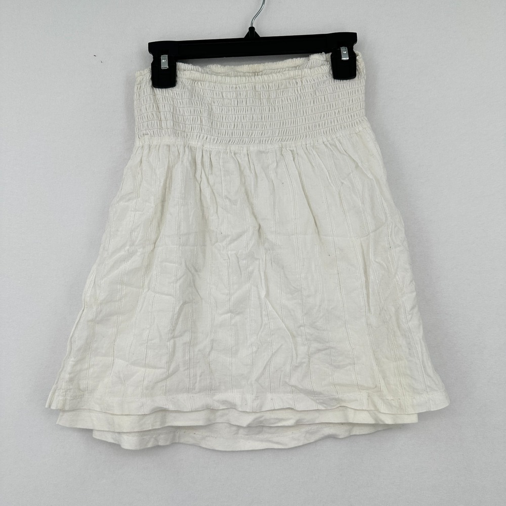 Y2K Hollister Tube Top S Babydoll White Strapless Logo Beach Boho Indie Festival